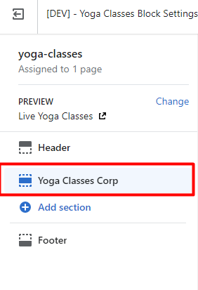 yoga classes corp section 